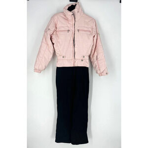 Vintage NILS snowsuit size 4 pink and black peplum ski suit snowboard barbie